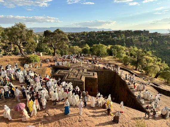 An open air church built by Lalibela in Ehiopia