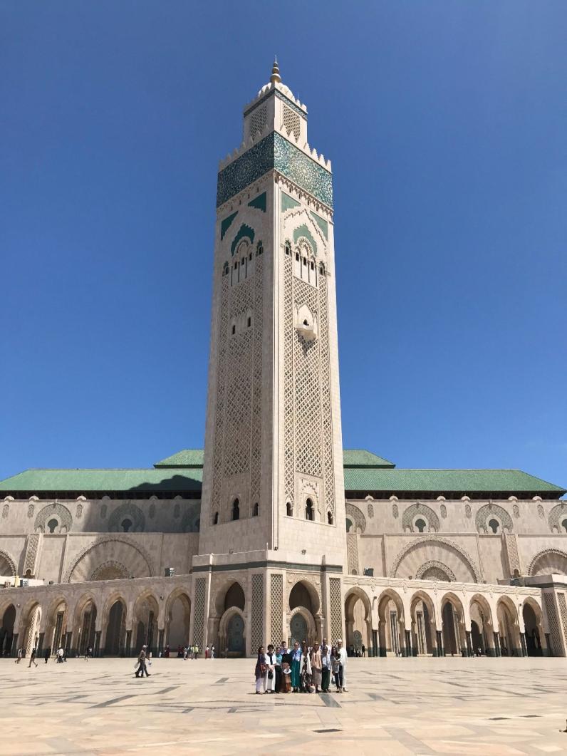 Students in Morocco during the 2025 study abroad in front of a landmark