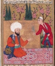 Baki manuscript illustration of two men